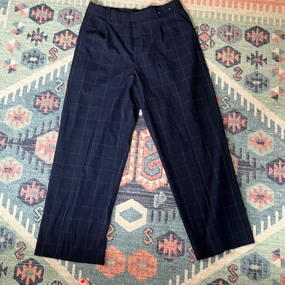 Uniqlo high rise  wide leg window pane trouser size XL